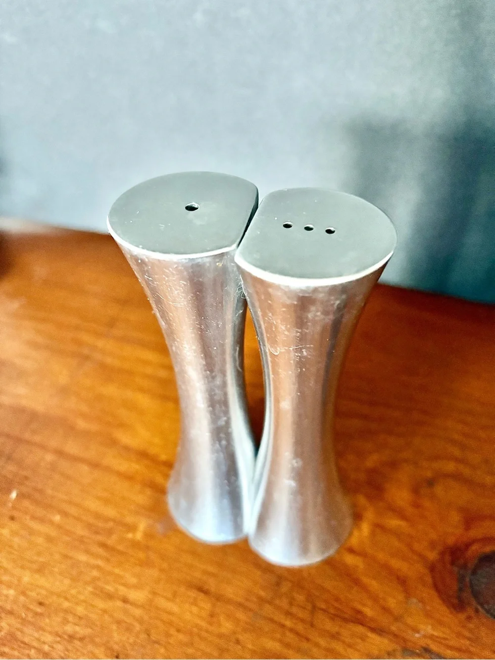 Nambe Kissing Salt and Pepper Shakers- High End Vintage Modern Contemporary